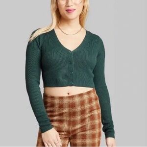 Wild Fable Forest Green Ribbed Sweater